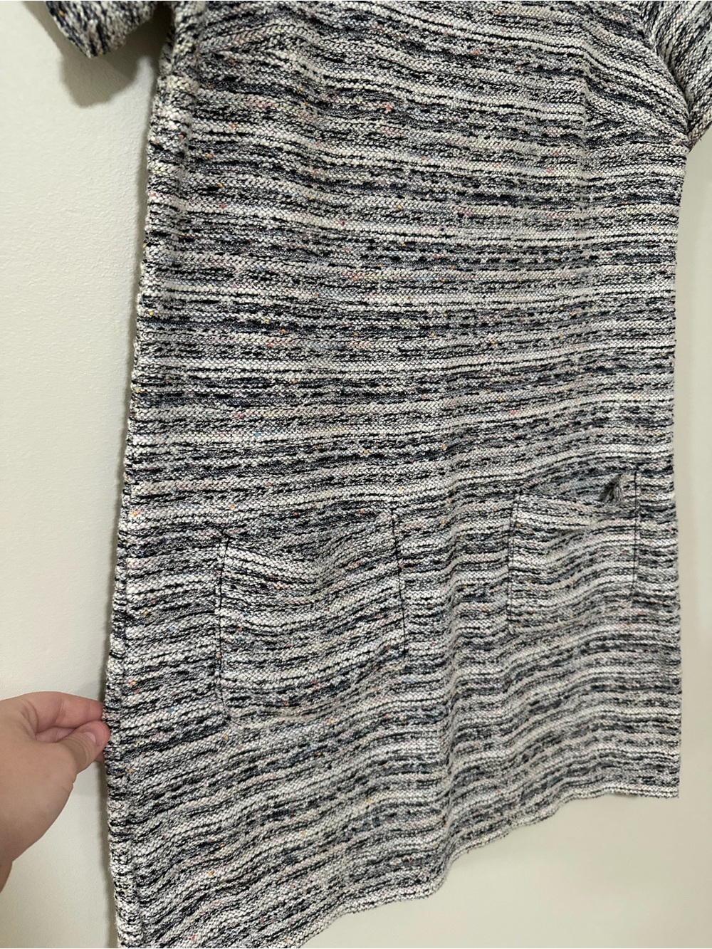 LOFT Black and White Tweed Short Sleeve Shift Dress - Picture 4 of 7